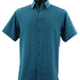 ShadowGrid Collection Teal Plaid Texture Microfiber Short Sleeve Shirt – Full Cut