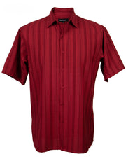 VerticalVirtue Collection Red Striped Microfiber Short Sleeve Shirt – Full Cut