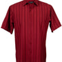 VerticalVirtue Collection Red Striped Microfiber Short Sleeve Shirt – Full Cut