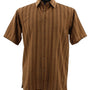 VerticalVirtue Collection Brown Striped Microfiber Short Sleeve Shirt – Full Cut