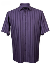 VerticalVirtue Collection Purple Striped Microfiber Short Sleeve Shirt – Full Cut