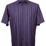 VerticalVirtue Collection Purple Striped Microfiber Short Sleeve Shirt – Full Cut