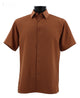 GeoSoft Collection Copper Brown Geometric Microfiber Short Sleeve Shirt – Full Cut