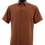 GeoSoft Collection Copper Brown Geometric Microfiber Short Sleeve Shirt – Full Cut