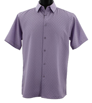GeoSoft Collection Lavender Geometric Microfiber Short Sleeve Shirt – Full Cut