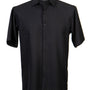 GeoSoft Collection Black Geometric Microfiber Short Sleeve Shirt – Full Cut