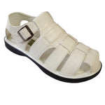 Men's White Fisherman Sandals with Buckle Strap