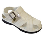 Men's White Criss Cross Fisherman Sandals with Buckle Strap