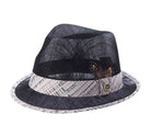sinamay fedora hat with salmon band angled view