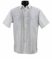 Tone Tribe Collection Tone on Tone White Geometric Short Sleeve Shirt – Full Cut