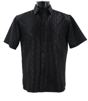 Tone Tribe Collection Tone on Tone Black Geometric Short Sleeve Shirt – Full Cut