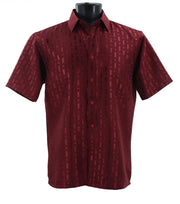 Tone Tribe Collection Tone on Tone Burgundy Geometric Short Sleeve Shirt – Full Cut