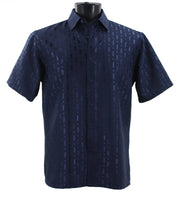 Tone Tribe Collection Tone on Tone Navy Geometric Short Sleeve Shirt – Full Cut