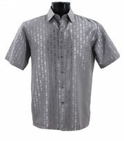 Tone Tribe Collection Tone on Tone Grey Geometric Short Sleeve Shirt – Full Cut