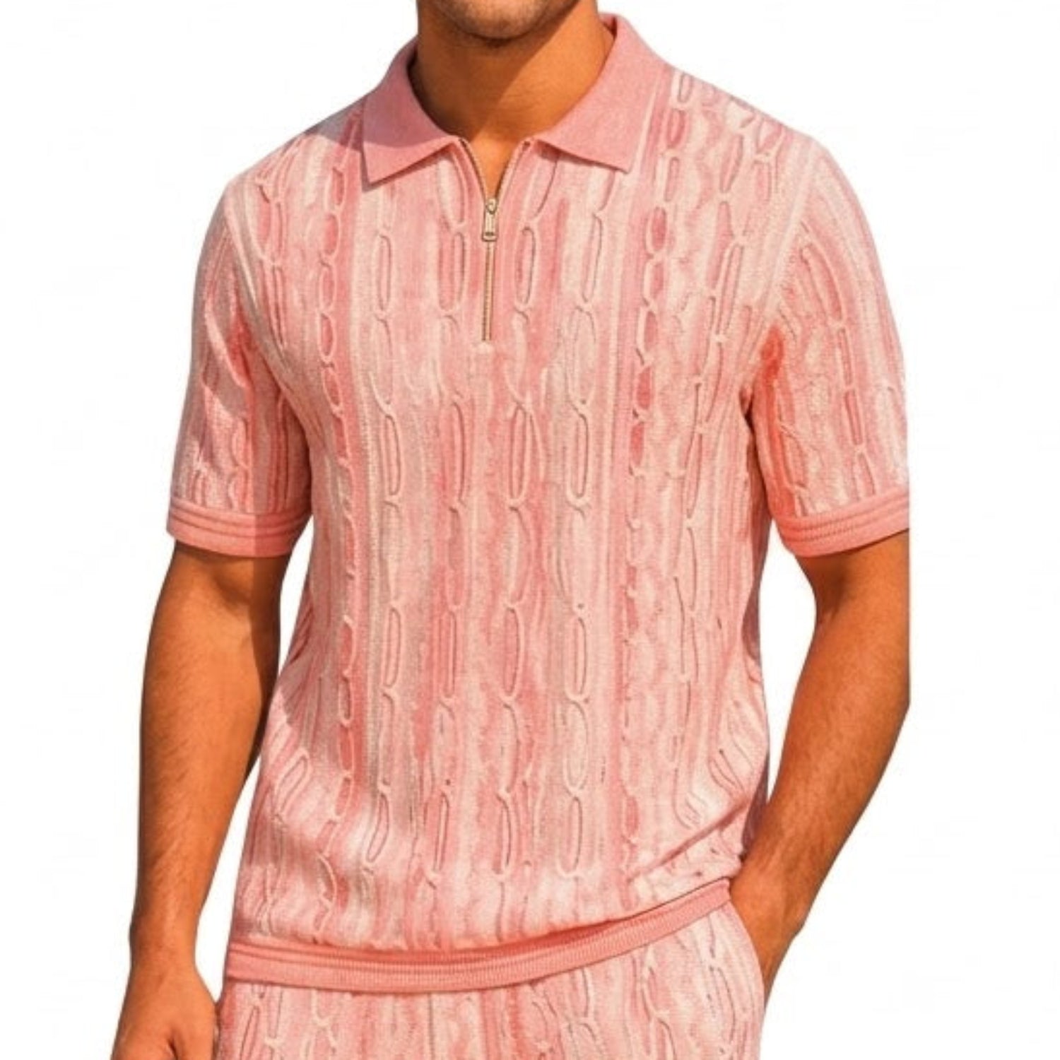 Pink Knit 2-Piece Walking Suit Shorts Set by Stacy Adams – Suits