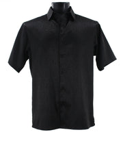 Sleek Hue Collection Tone on Tone Black Geometric Short Sleeve Shirt - Full Cut
