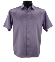 Sleek Hue Collection Tone on Tone Lavender Geometric Short Sleeve Shirt - Full Cut