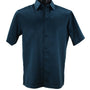 Sleek Hue Collection Tone on Tone Dark Teal Geometric Short Sleeve Shirt - Full Cut