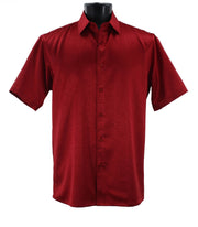 Sleek Hue Collection Tone on Tone Red Geometric Short Sleeve Shirt - Full Cut