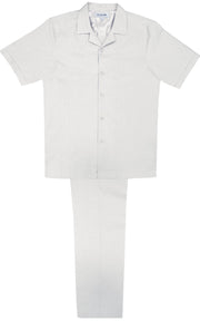 Solid White 2 Piece Basic Linen Short Sleeve Set