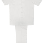 Solid White 2 Piece Basic Linen Short Sleeve Set