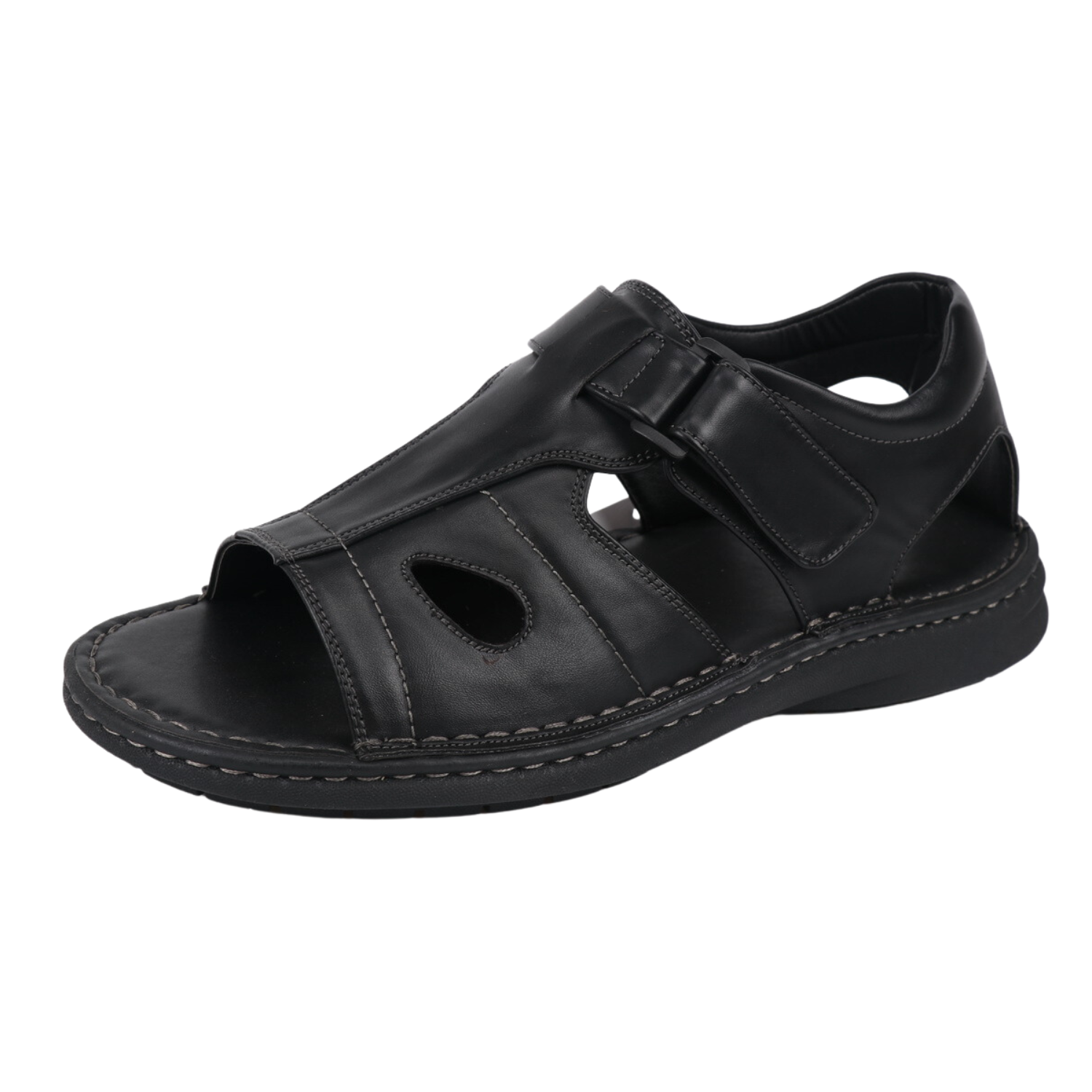 Hitz Men's Black Leather Comfort Sandals with Velcro Closure – Hitz Shoes  Online