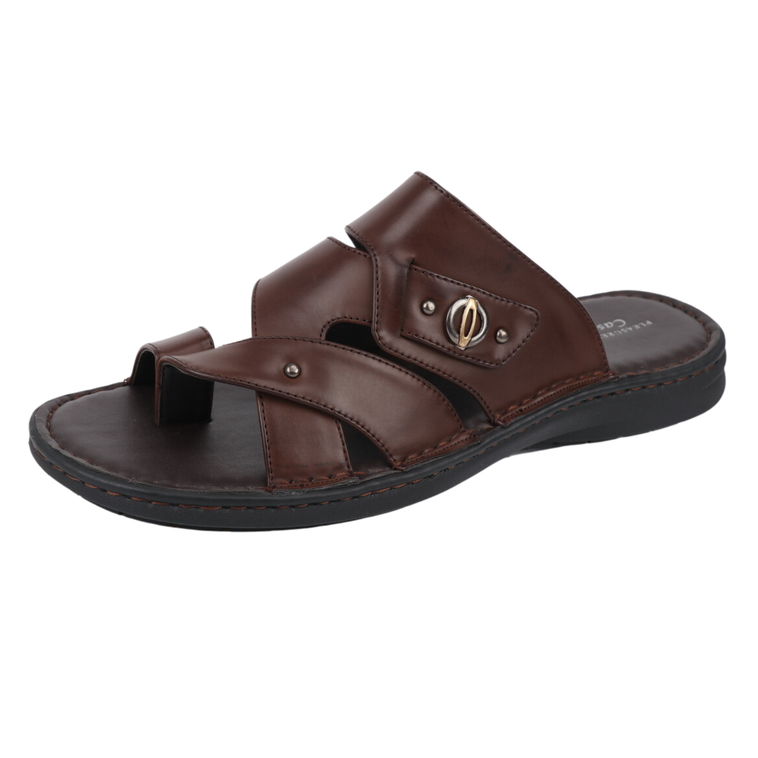 Men's Dark Brown Strappy Toe Ring Flat Sandals – Suits & More