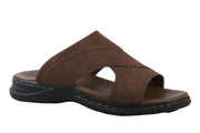 Monaco Collection: Men's Dark Brown Crossband Slide Sandal