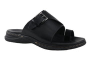 Montiero Collection: Men's Black Toe Loop Slide Sandal