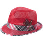 Montique Men's  Sinamay Straw Stingy Brim Fedora Hat H685 - Red