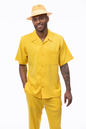 Classic Collection: Canary Walking Suit 2 Piece Solid Color Short Sleeve Set 696