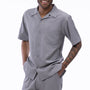 Classic Collection: Grey Walking Suit 2 Piece Solid Color Short Sleeve Set 696