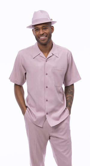 Classic Collection: Mauve Walking Suit 2 Piece Solid Color Short Sleeve Set 696