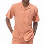 Classic Collection: Peach Walking Suit 2 Piece Solid Color Short Sleeve Set 696