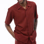 Classic Collection: Wine Walking Suit 2 Piece Solid Color Short Sleeve Set 696