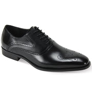 Medallion Marvels: Men's Black Medallion Toe Oxford Shoes