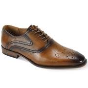 Medallion Marvels: Men's Tan Medallion Toe Oxford Shoes