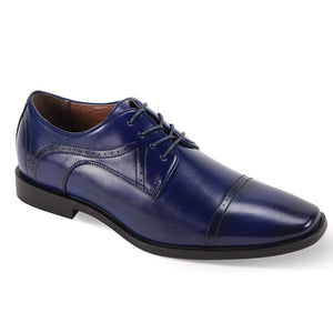 Decadawn Collection: Men's Blue Lace Up Cap Toe Shoes - Medium and Wide