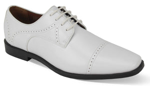 Decadawn Collection: Men's White Lace Up Cap Toe Shoes - Medium and Wide