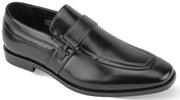Aquila Collection: Classic Black Moc Toe Slip-On Dress Shoes - Medium and Wide