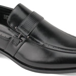 Classic Black Moc Toe Slip-On Dress Shoes - Medium and Wide