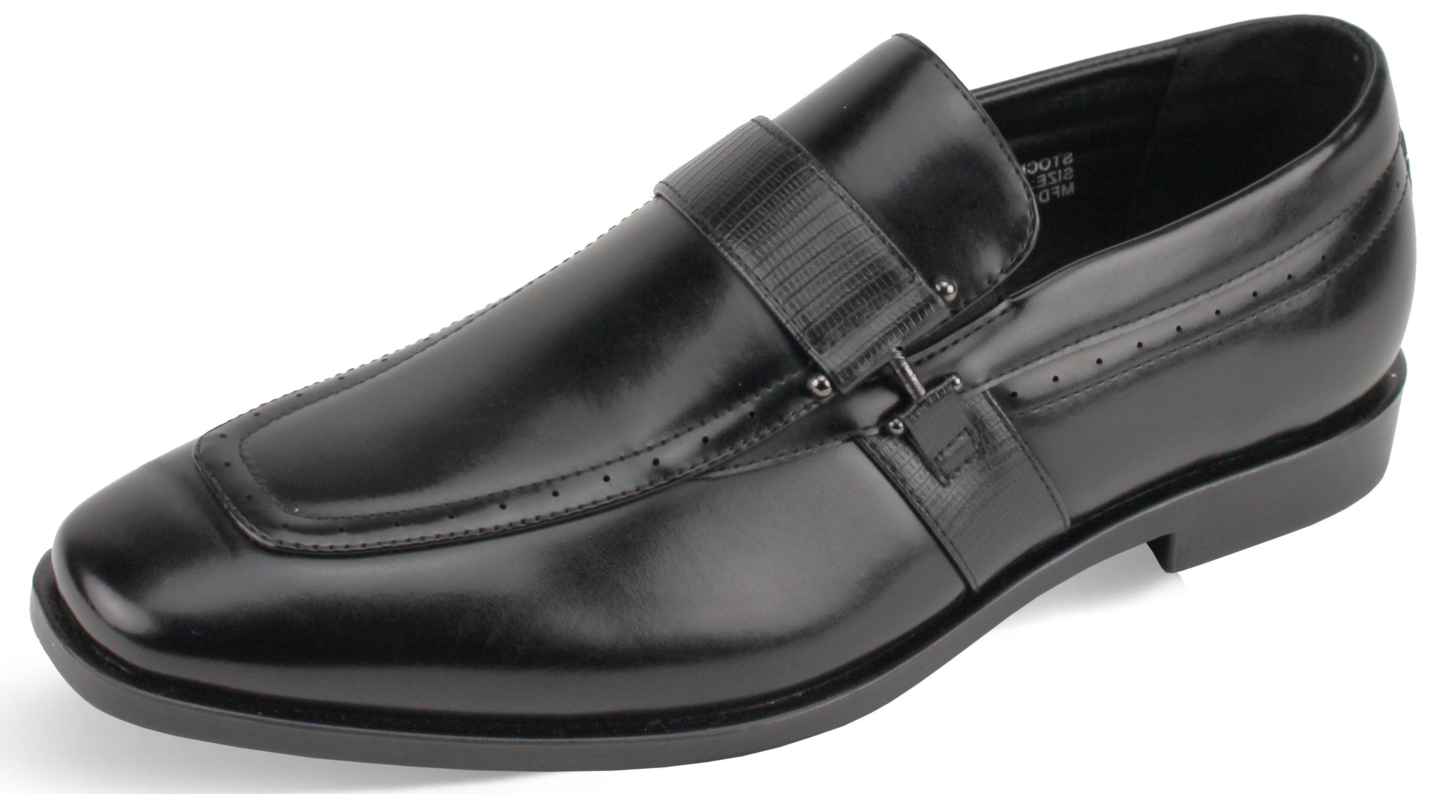 Black Moc Toe Slip-On Dress Shoes
