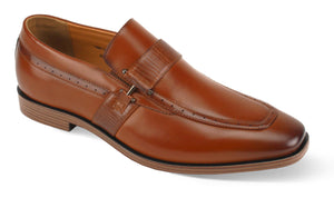 Aquila Collection: Classic Cognac Moc Toe Slip-On Dress Shoes - Medium and Wide