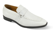 Aquila Collection: Classic White Moc Toe Slip-On Dress Shoes - Medium and Wide