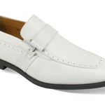 Classic White Moc Toe Slip-On Dress Shoes - Medium and Wide