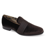 Lynx Collection: Chocolate Brown Plain Toe Strap Smoker Shoes - Luxurious Velvet