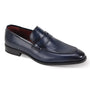 Kingsley Collection: Navy Genuine Leather Upper Moc Toe Penny Loafer