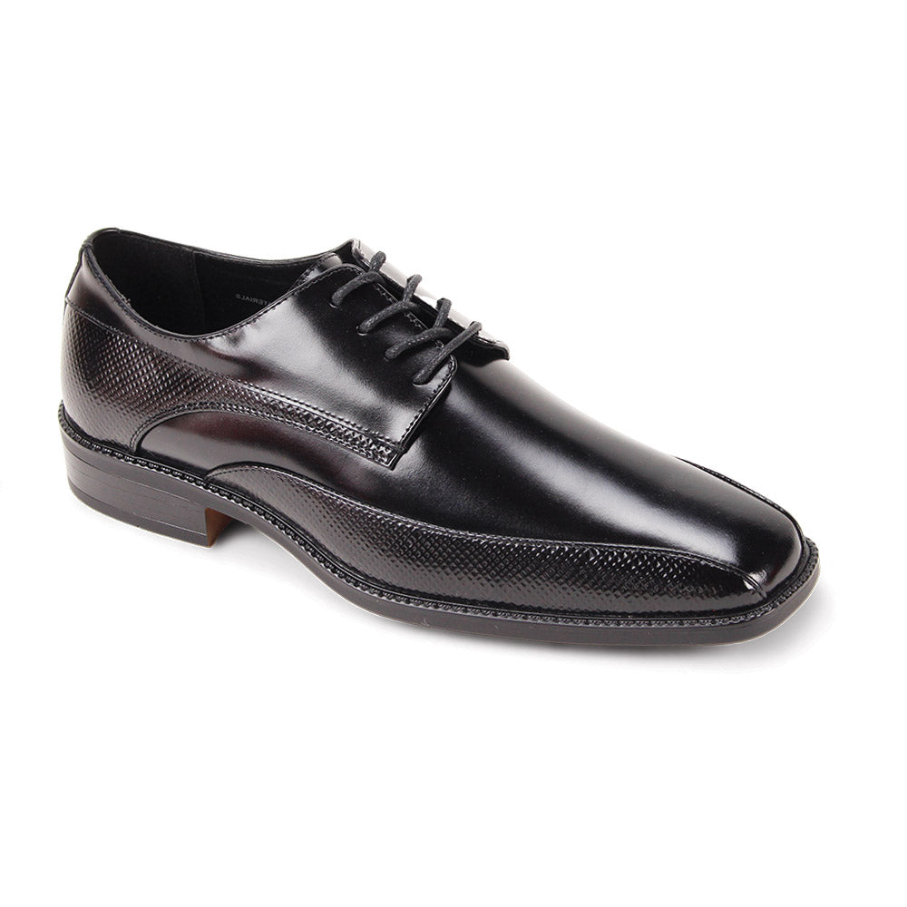 Men's Black Bike Toe Lace-Up Dress Shoes