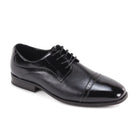 black cap toe leather lace-up dress shoes