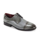Grey Cap Toe Leather Lace-Up Dress Shoes
